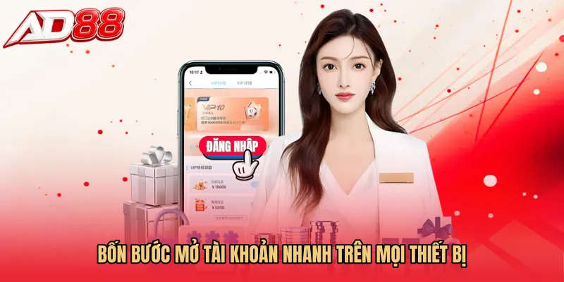 Bốn bước mở tài khoản nhanh trên mọi thiết bị